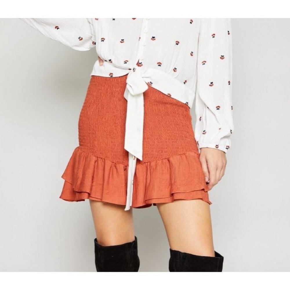 Sadie & Sage  Smocked Ruffle Mini Skirt